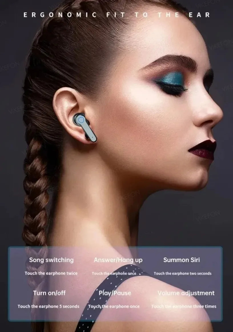 M19 Bluetooth Wireless Headset 5.3 Bluetooth Earphones IPX5 Waterproof Headsets with Mic HiFi Stereo Music Earbuds for All Phone