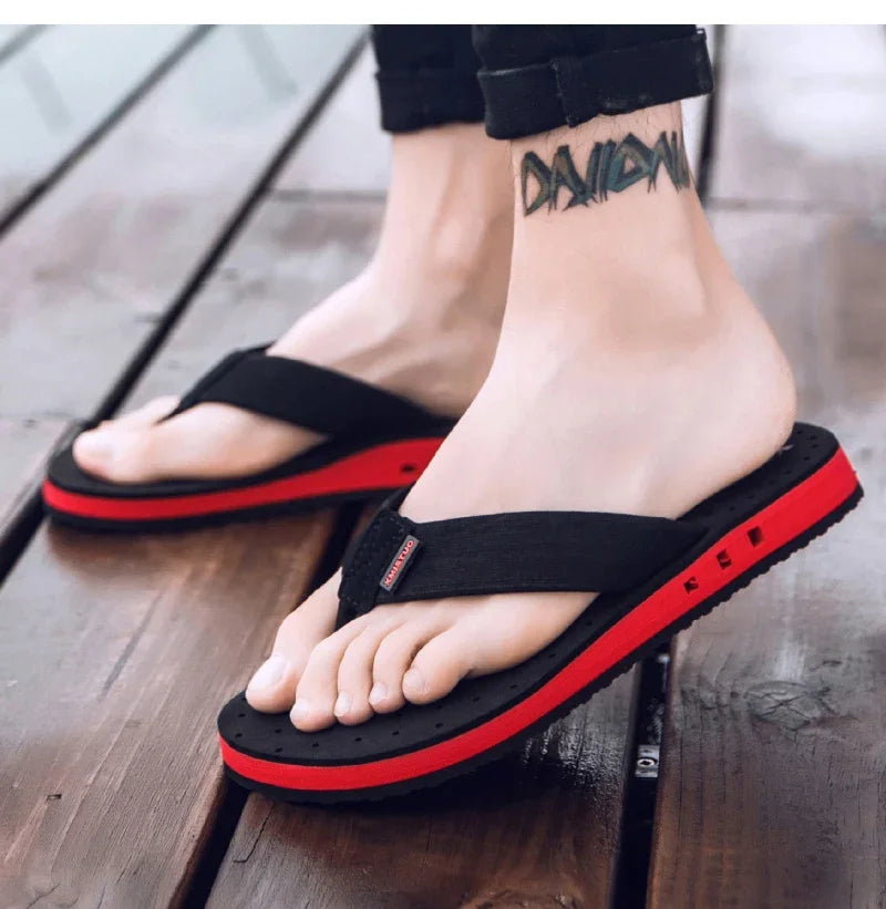 High quality Big Size Hot Sale Flip Flops Men Summer Beach Slippers Men Fashion Brand Breathable Casual Men Slippers Black Blue