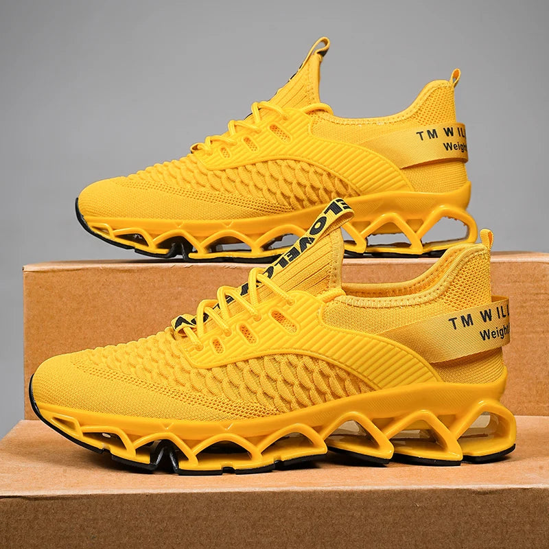 Men's Breathable Mesh Running Shoes Blade Sole Sneakers Lightweight Non-Slip Sports Shoes for Gym Walking Casual Wear
