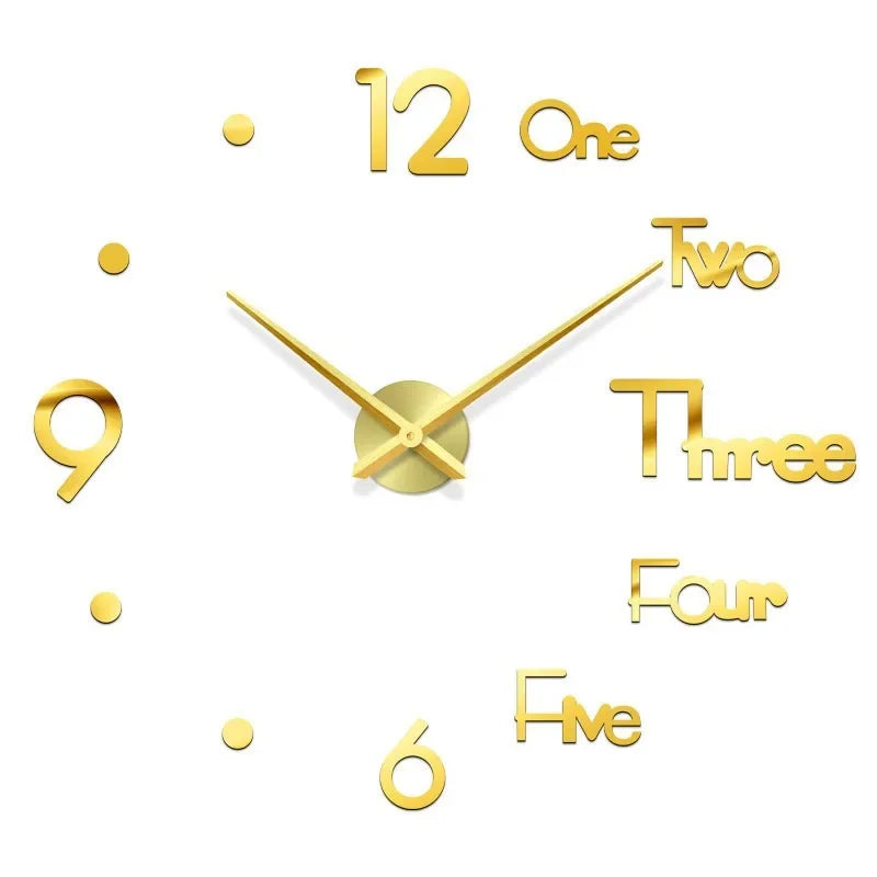 New Modern Design Large Wall Clock 3D DIY Quartz Clocks Fashion Watches Acrylic Mirror Stickers Living Room Home Decor Horloge