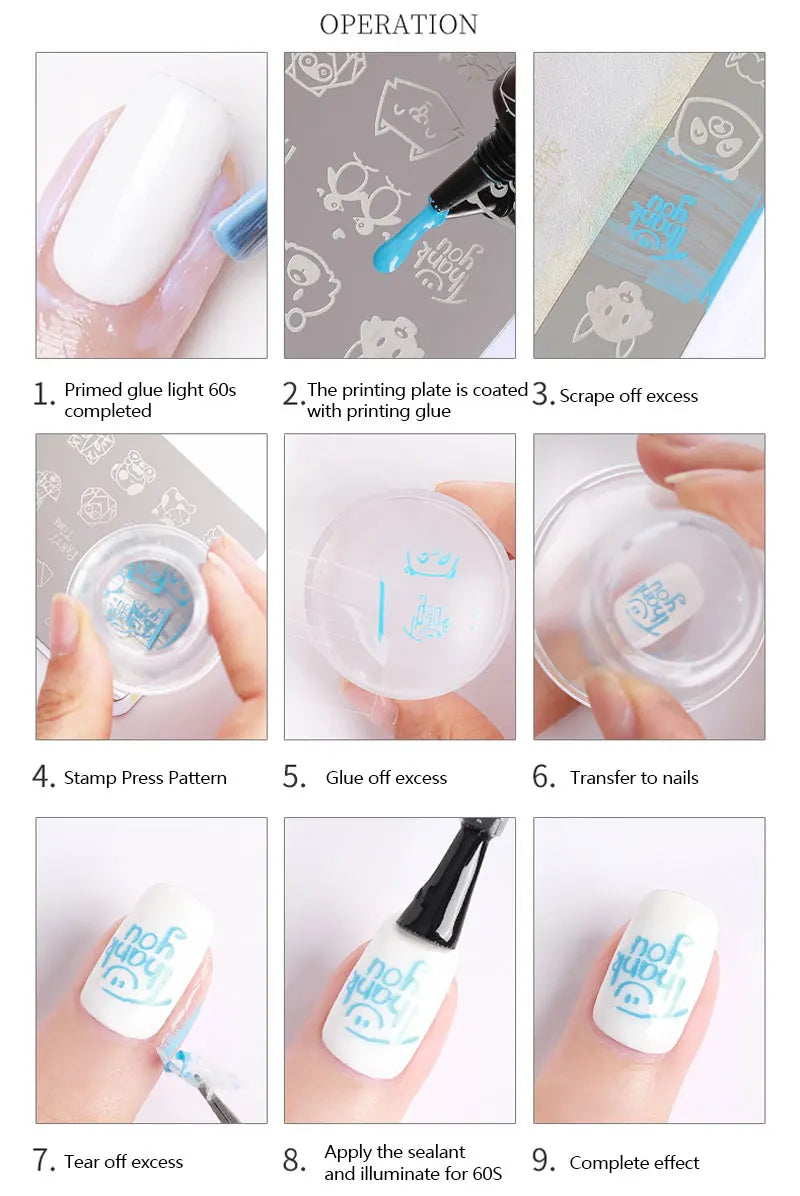 Silicone Stamping Plates Kit French Manicure Design Plate Stamp Polish Stencil Template Seal Stamper Scraper Accessories Tools