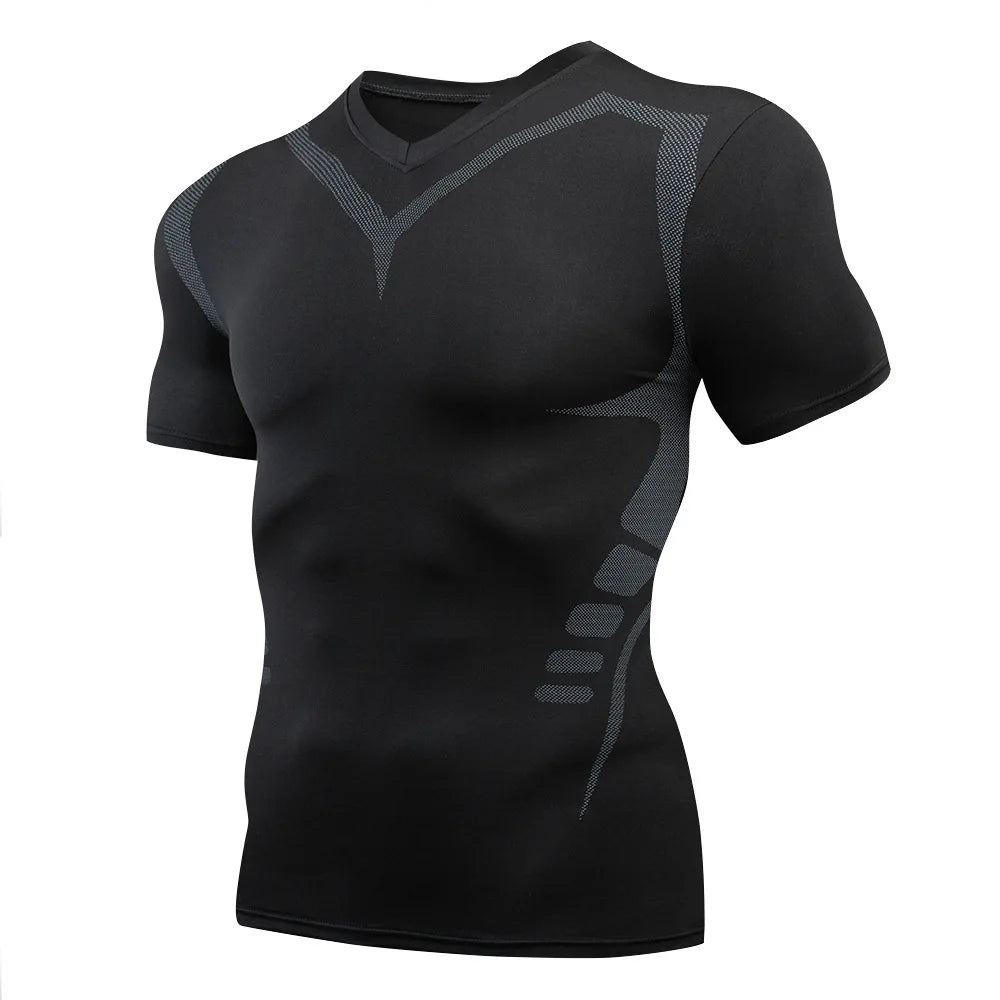 Men's Running Compression Shirts Short Sleeve Sport Gym Tees Fitness Quick Dry Sweatshirt Jogging Tracksuit Athletic Shirt Tops