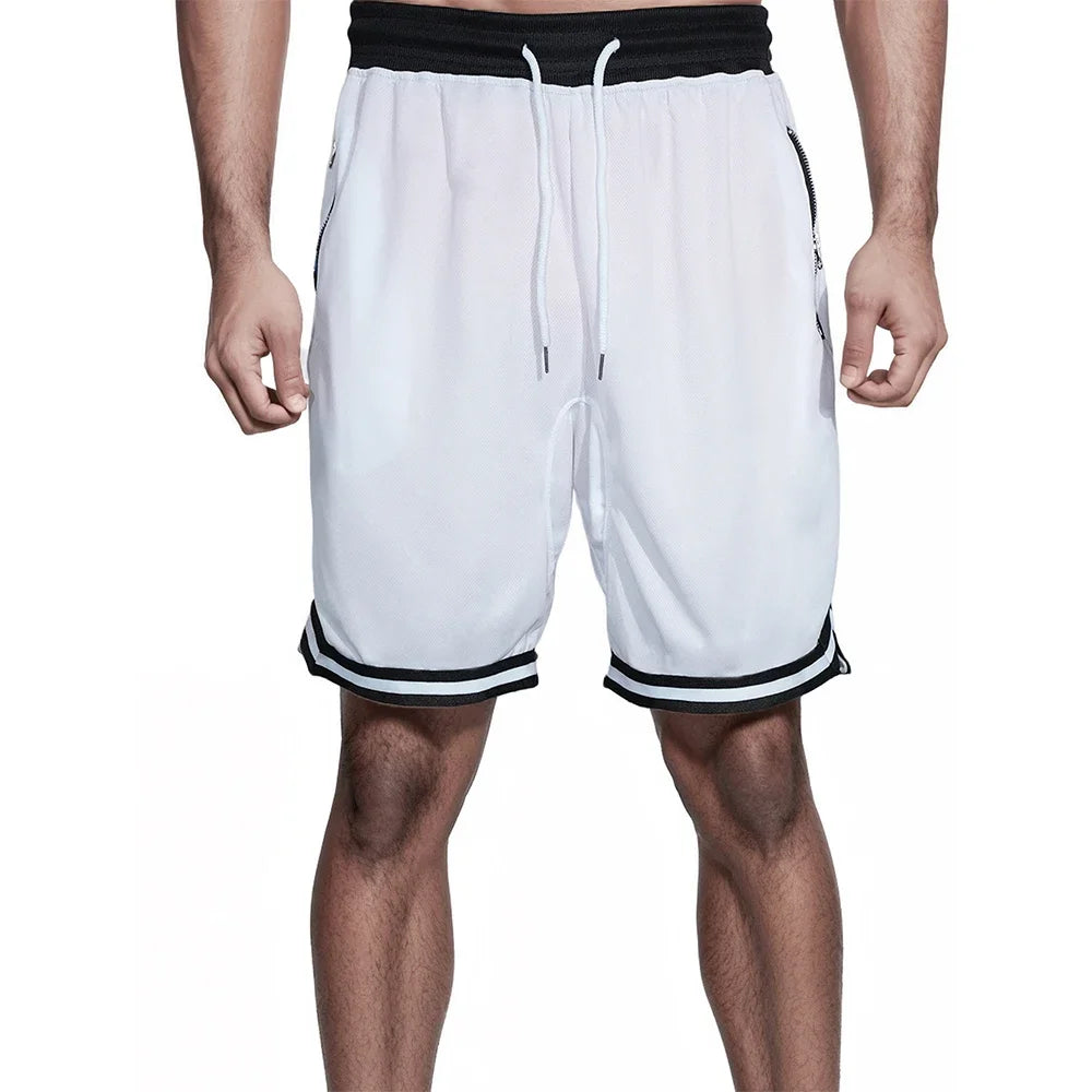 Men's Summer Loose Fit American Style Basketball Shorts - Thin Mesh, Quick - Dry for Sports Running and Casual Wear