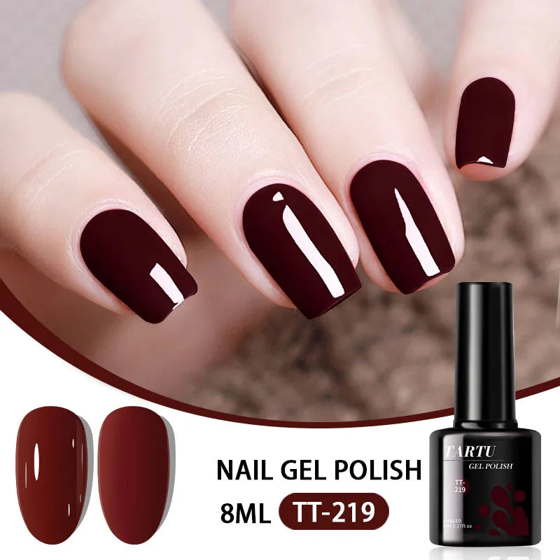 TARTU 8ml Gel Nail Polish Rose Pink Red Gray Burgundy Nails Art Soak Off UV/LED Manicure Semi Permanent gel polish