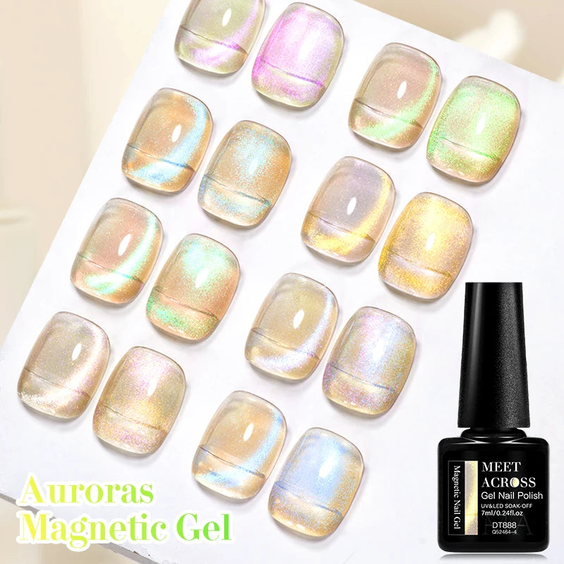 7ml Aurora Cat Magnetic Gel Nail Polish Blue Nails Sparkling Glitter Semi-Permanent Nail Art Soak Off UV Gel Varnish Manicure
