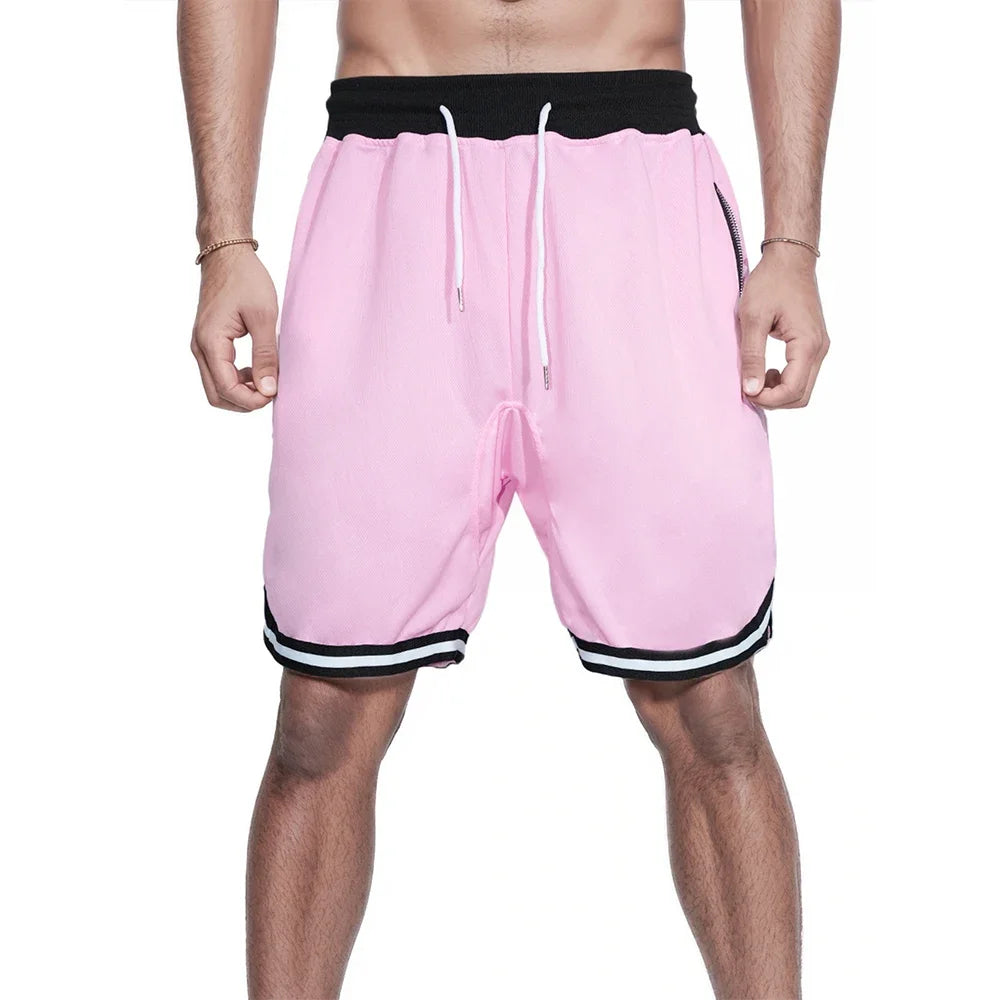Men's Summer Loose Fit American Style Basketball Shorts - Thin Mesh, Quick - Dry for Sports Running and Casual Wear
