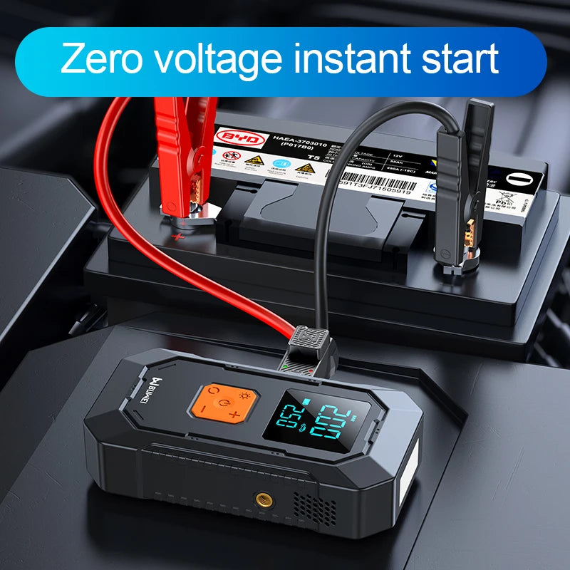 LEIBOO Car Jump Starter Air Pump Power Bank Lighting Portable Air Compressor 4 In 1 Cars Battery Starters Auto Tyre Inflator