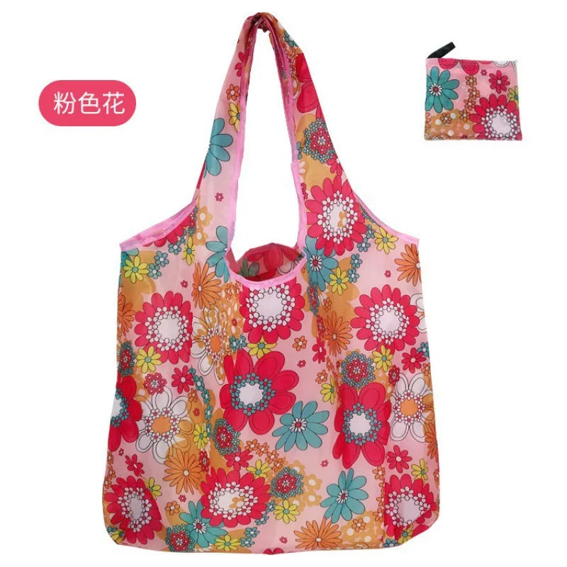 Large Reusable Shopping Bag for Women Shopper Tote Folding Bag Eco-Friendly Reusable Foldable Grocery Case Handbags Storage Bags