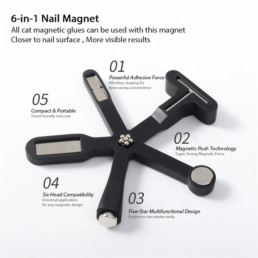 6-IN-1 Strong Magnetic Stick for Cat Magnet Polish Nail Magnet Tool Magnet Pen Nails Art Design Glitter Effect Manicure Tools