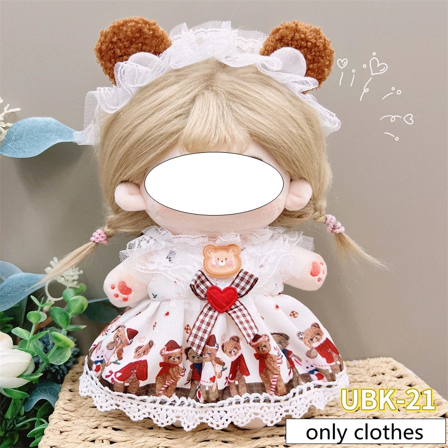 20cm Cotton Doll Clothes Cute Dress Lolita Vintage Doll Clothes for Plush Doll Idol Dolls For Cotton Stuffed Dolls  Accessories
