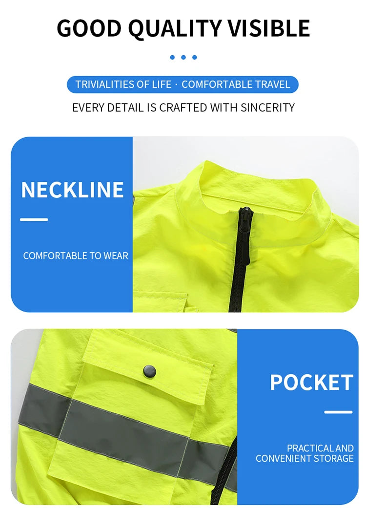 Summer Cooling Labor Protection Clothing, Breathable and Ventilated Fan Suit, Sanitation Reflective Vest, Heatstroke Prevention