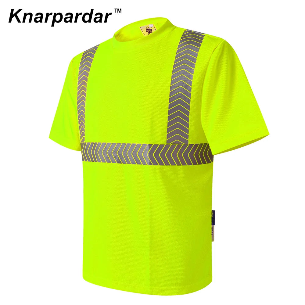 S-4XL Summer Reflective T-shirt Safety Work Short Sleeves Shirts High  Visibility Shirts Ideal for Construction Mining Airport