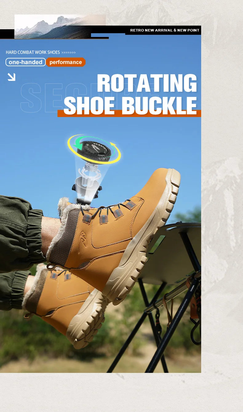 comfortable safety shoes for men high waterproof work shoes non-slip safety boots rubber outsole working sneakers with metal toe