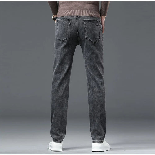 2025 New Men Fashion  Slim Fit Jeans Male Elasticity Smart Casual Mid Classics Straight Denim Pants Wedding Party Black Trousers