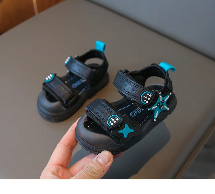 Children Summer Beach Sandals 2026 Super Cool Boys Artifical Leather Breathable Comfortable Flat Sandals Baby Soft Shoes H03272