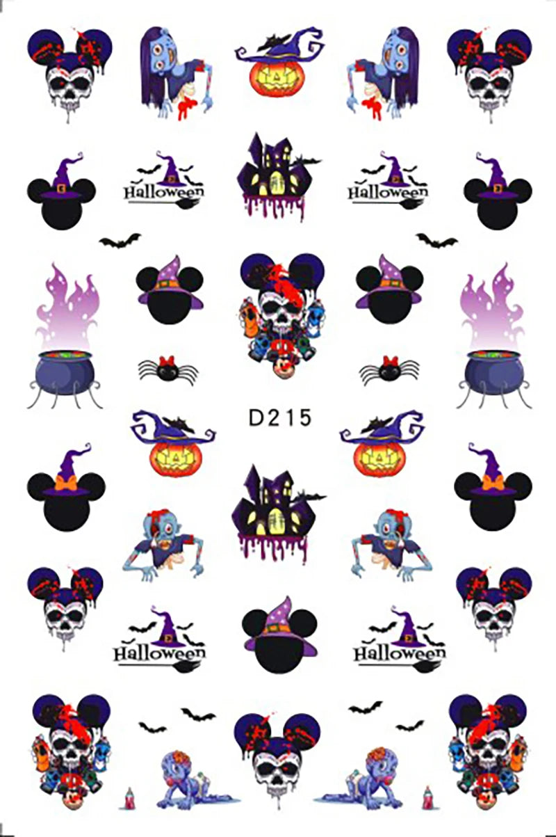 Disney Cartoon Adhesive Nail Stickers Nail Decorative Decals Nail Sliders Stitch Mickey 3D Stickers Press on Nails