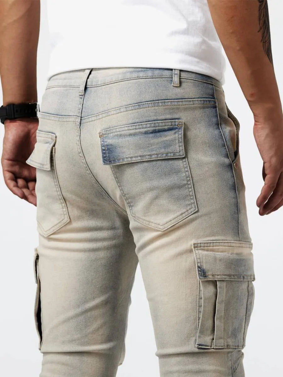Men's Ripped Jeans Trendy Streetwear Slim Fit Tight Ripped Skinny Pants