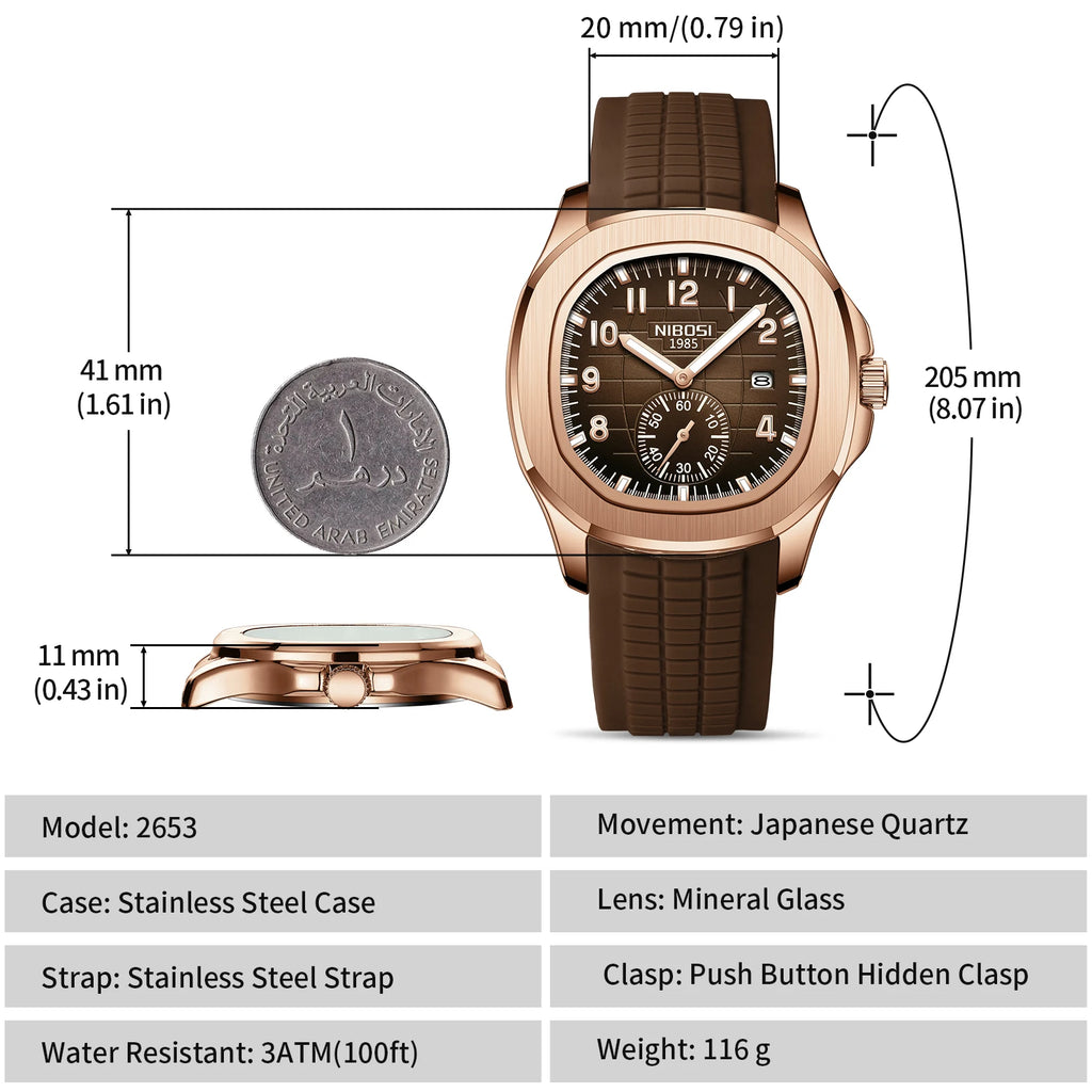NIBOSI Mens Watches Analog Military Watch with Calendar Black Silicone Strap Waterproof Men’s Wrist Watches Minimalist Designer