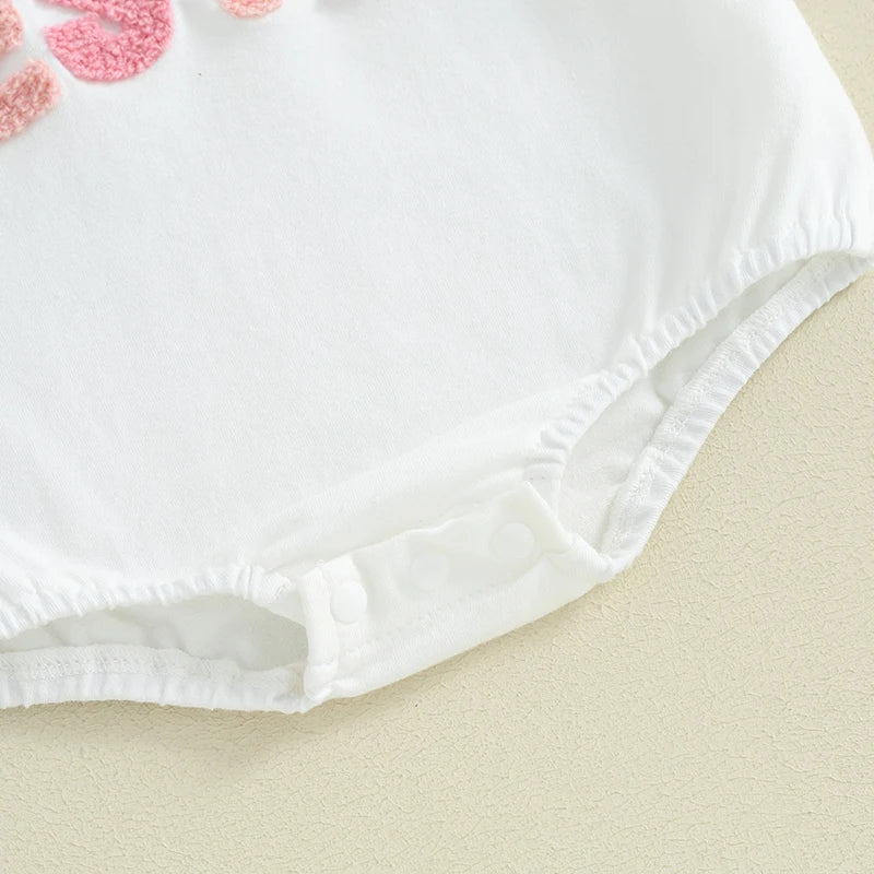 Baby Girl Summer Romper – Daddy's Girl Embroidery Short Sleeve Bodysuit Father Gift
