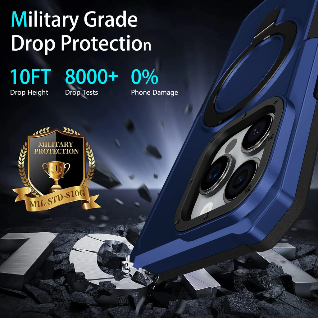Luxury Armor Case for IPhone 17 16 15 14 13 12 11 Pro X XS XR Max 8 7 6 Plus Ring Holder Slide Lens Stand Phone Cover Shockproof