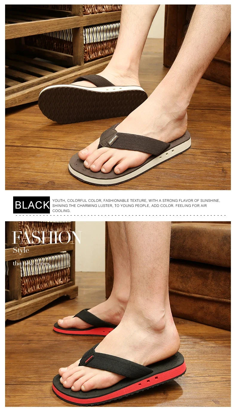 High quality Big Size Hot Sale Flip Flops Men Summer Beach Slippers Men Fashion Brand Breathable Casual Men Slippers Black Blue