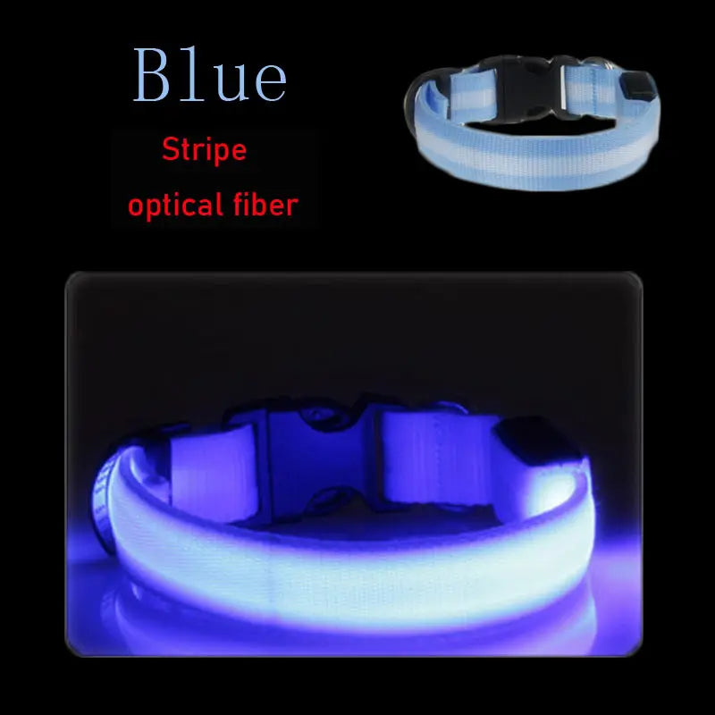 LED Dog Collar Light Big Cat Pet Small Charm Dark Night Safety Light-up Flashing USB Charge Anti Lost Nylon For Chihuahua Leash
