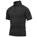 Summer Short Sleeve Combat Shirt Men 1/4 Zipper Cotton Tactical T Shirt Navy Blue Outdoor Shirts With Zipper Pocket