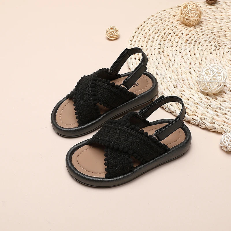 Girl Summer Sandals Classic Fashion Ethnic Style Kids Beach Sandals Fashion Open-toe Versatile Children Non-slip Causal Shoes