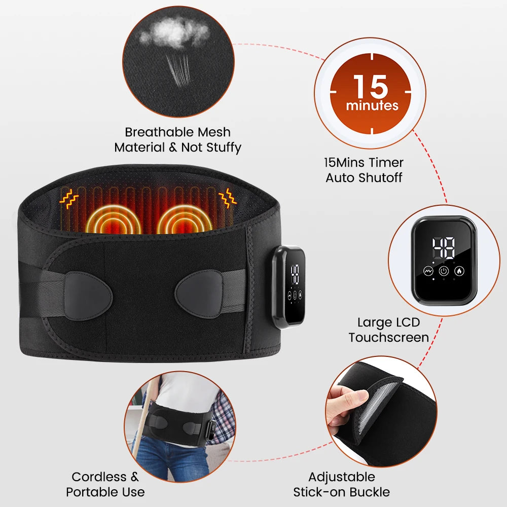 New Upgrade Electric Heating Waist Massager Support Belt Vibration Hot Compress Brace Belt Back Relax 3 Gears Adjustment
