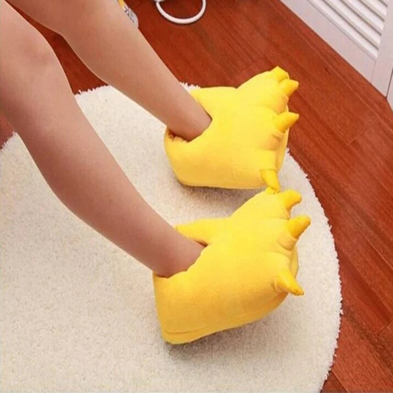 2025 Winter Warm Soft Indoor Floor Slippers Women Men Shoes Paw Funny Animal Christmas Monster Dinosaur Claw Plush Home