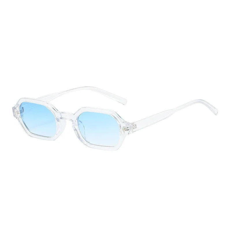 JNPCXI New Retro Small Polygon Rectangle Sunglasses Women Shades UV400 Fashion Blue Gradient Lens Men Retro Rivets Frame