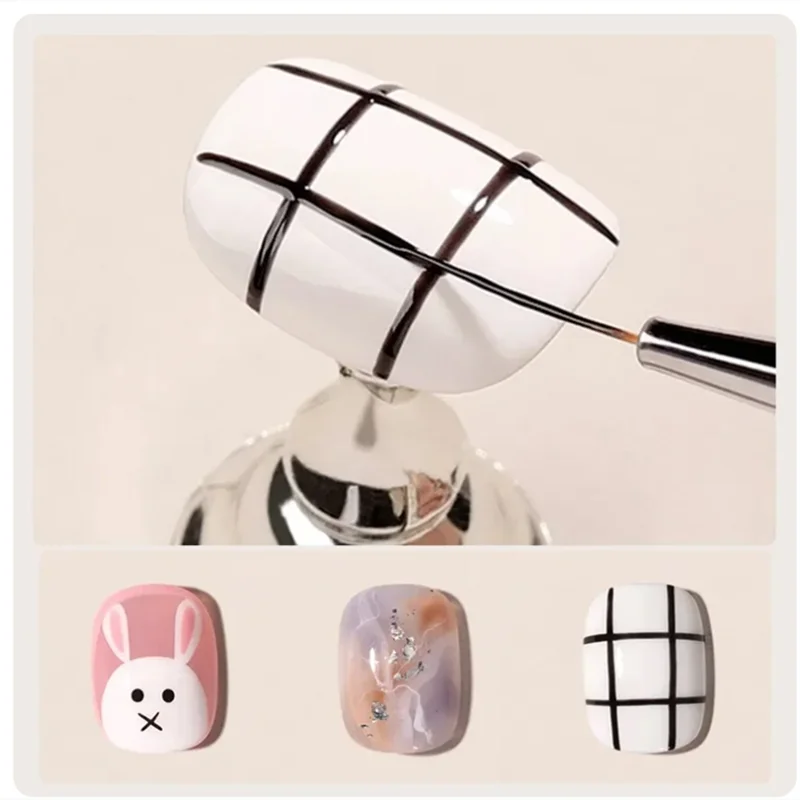 Fine Tip Nail Art Liner Brush 3Pcs Acrylic 3D Line Striping Pen UV Gel Drawing Brush Set for French Manicure DIY Painting