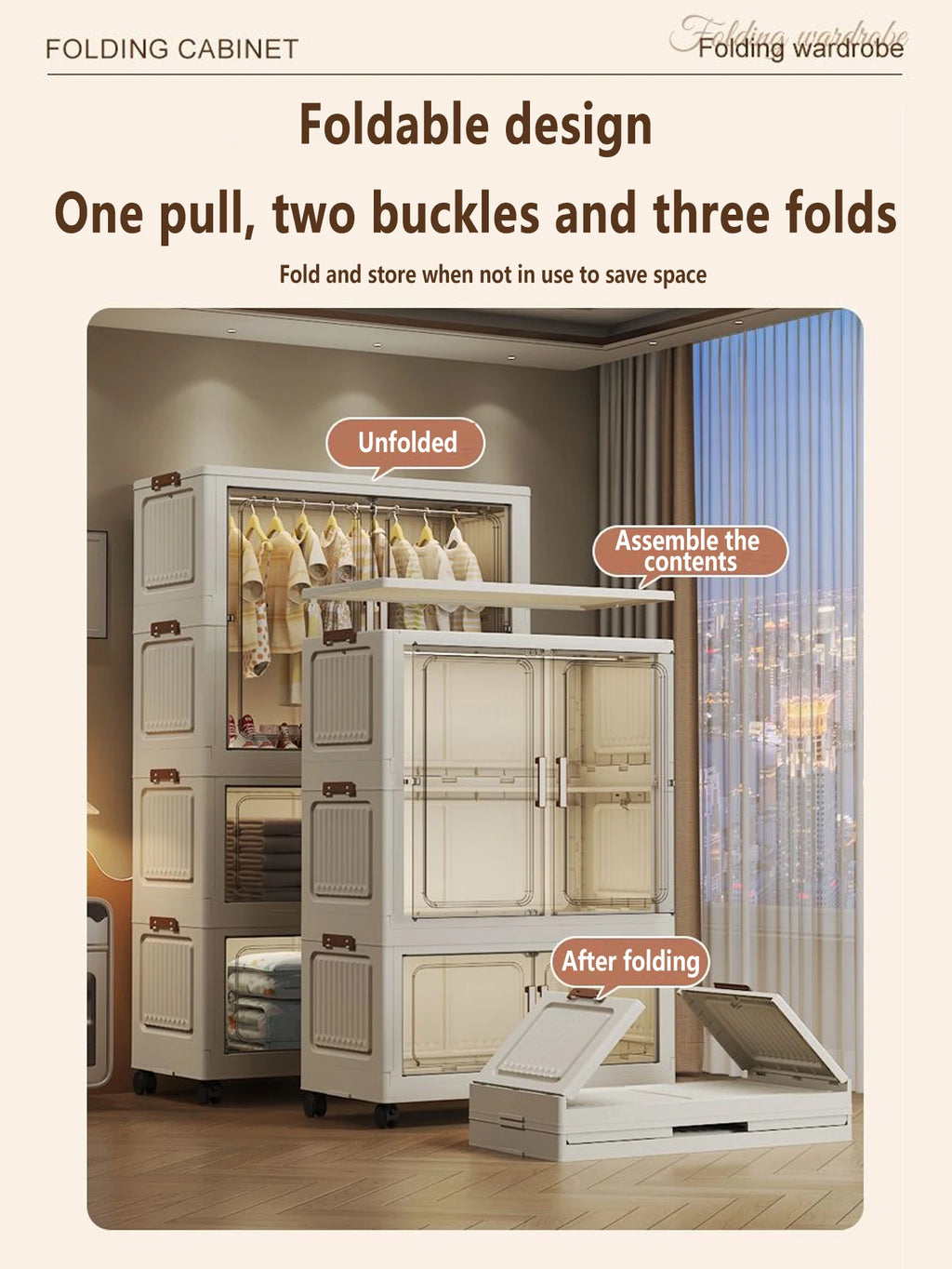 Multi-Functional Folding Storage Cabinet with Doors White/Black/Gray for Home Office Kitchen Bathroom Organizer