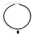 Black Beads with Square Pendant Necklace for Men Trendy Accessories on the Neck Collar 2025 Fashion Jewelry Male Gift Decoration