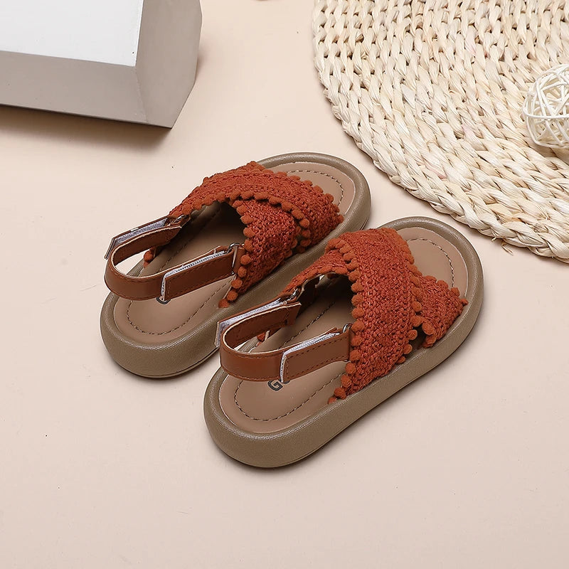 Girl Summer Sandals Classic Fashion Ethnic Style Kids Beach Sandals Fashion Open-toe Versatile Children Non-slip Causal Shoes