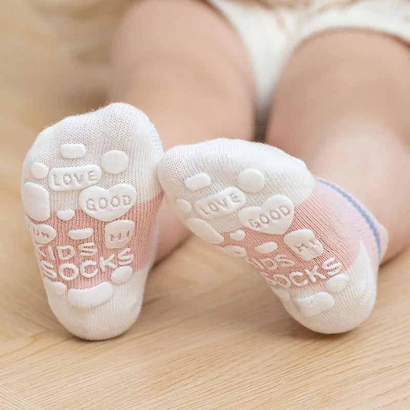 Kids Non-Slip Cotton Socks – 5 Pairs Breathable Cute Casual Socks for Girls & Boys