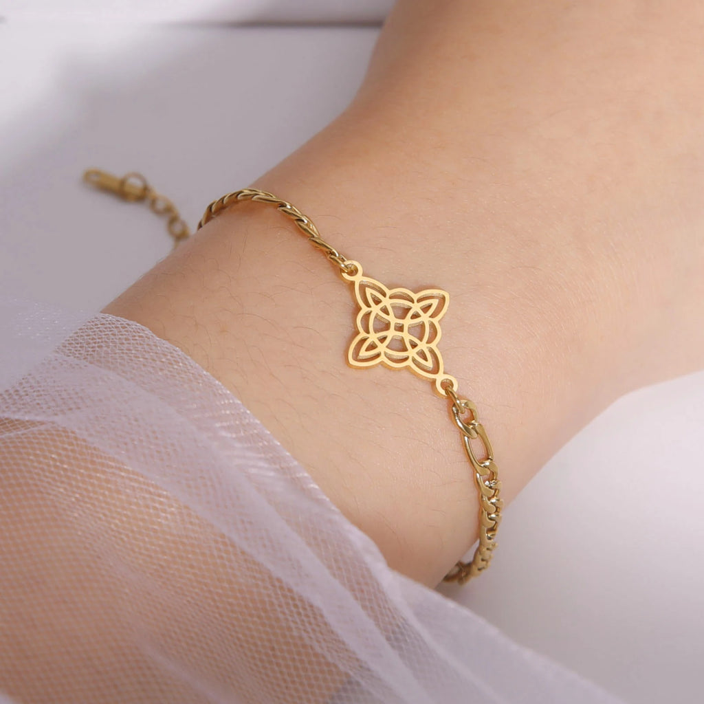 Witchcraft Irish Celtic Knot Charms Bracelets Stainless Steel Witch Knot Chain Bracelet Women Men Vintage Love Jewelry Gifts
