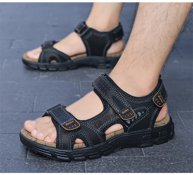 Hot Sale Summer Men's Sandals Outdoor Non-slip Men's Beach Sandals Handmade Genuine Leather Men's Shoes Fashion Men Sneakers