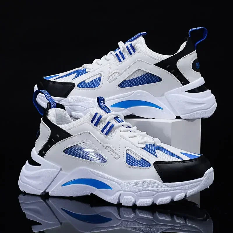Men's Casual Sports Shoes 2023 New Men Platform Breathable Running Shoes Trendy Leather Stitching Mesh Men Nude Shoes ÐºÑ€Ð¾ÑÑÐ¾Ð²ÐºÐ¸