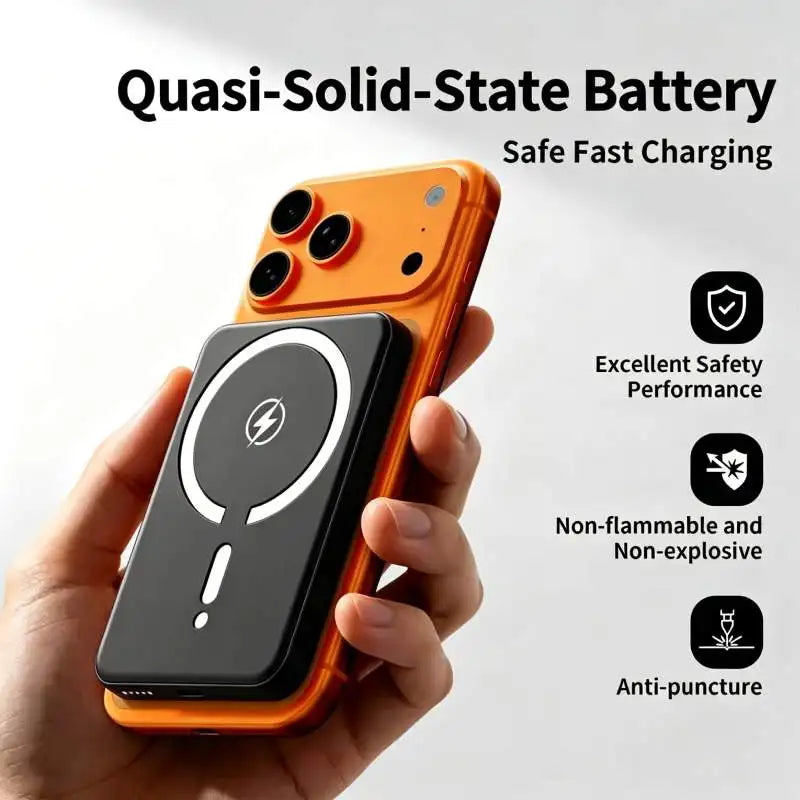 10000mAh Magnetic Power Bank, 22.5W Fast Charging Wireless Portable Charger, Anti-Explosion External Battery for iPhone 12-17 Pr