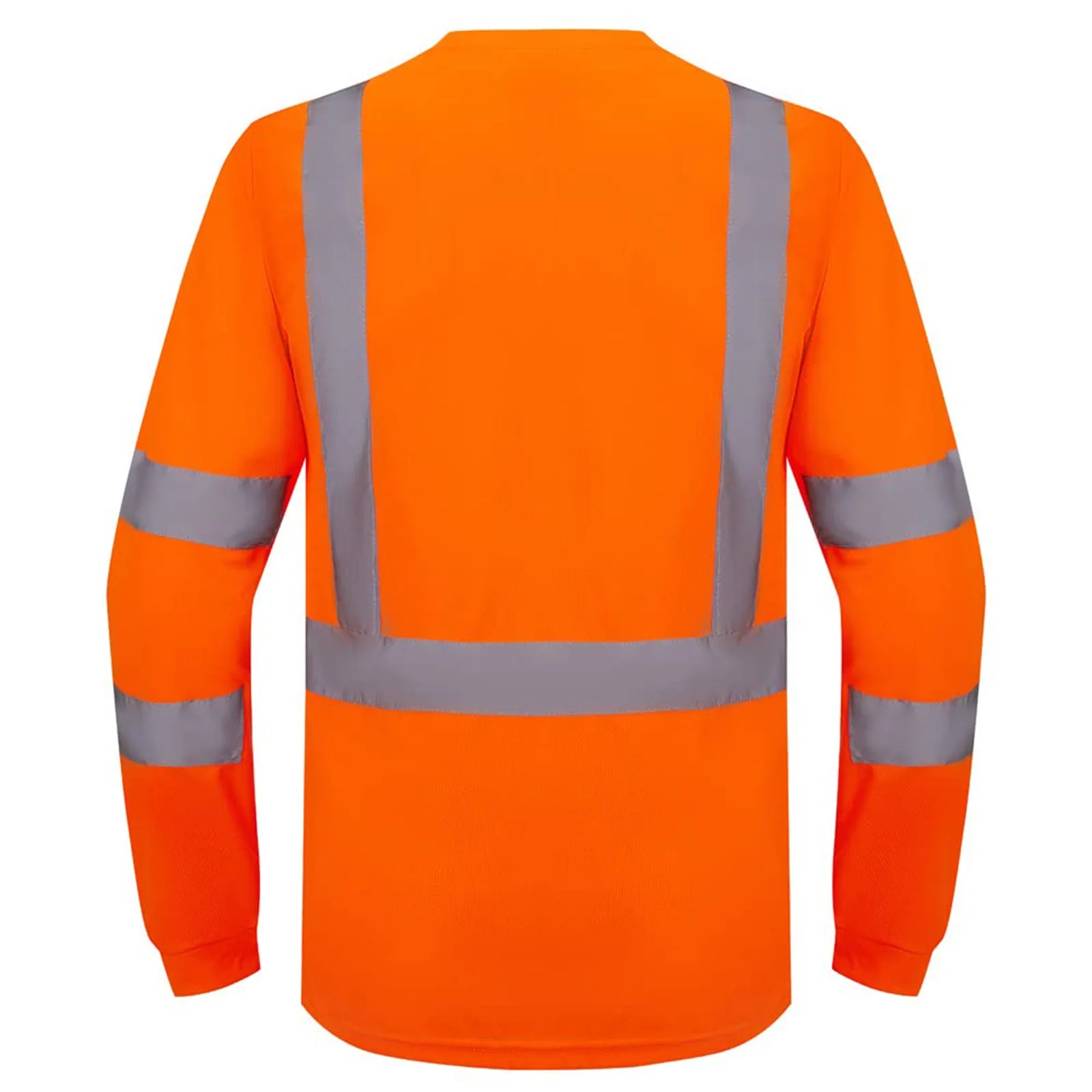 High Visibility Long Sleeve Round Neck T-shirt Reflective Workwear For Engineering Wharf Moisture Wicking Casual Men Top