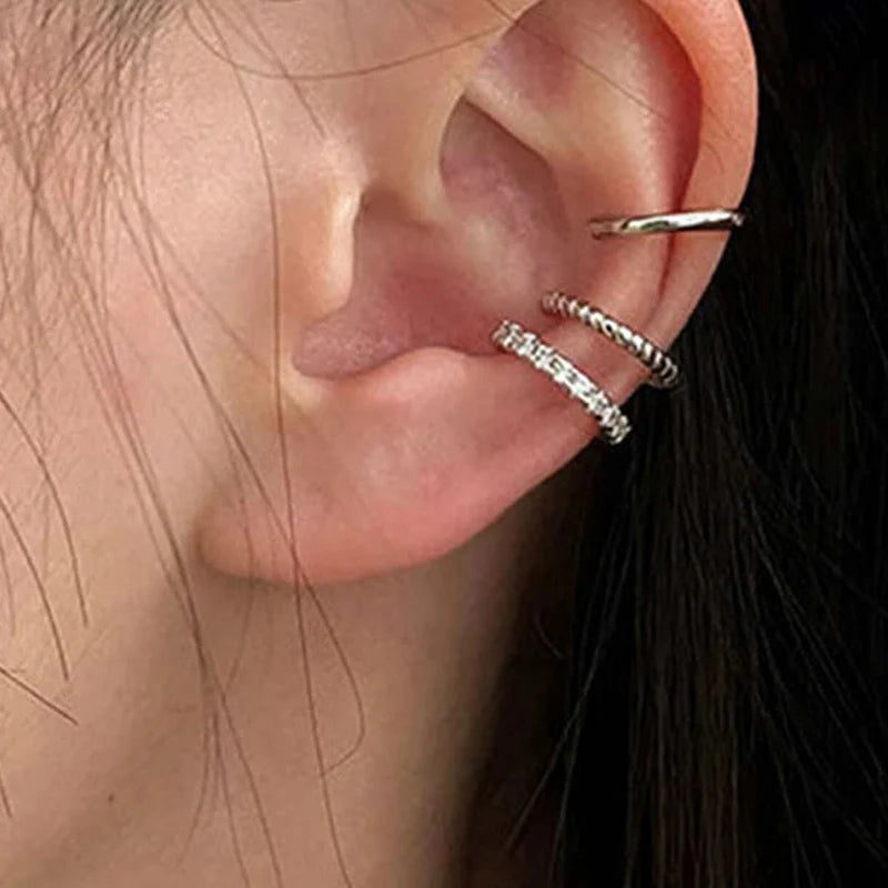 3 PCS Small Pearl Clip-On Earrings Shiny CZ Stone Classic Silver Gold-color Simple Style Daily Wear Party Jewelry For Woman