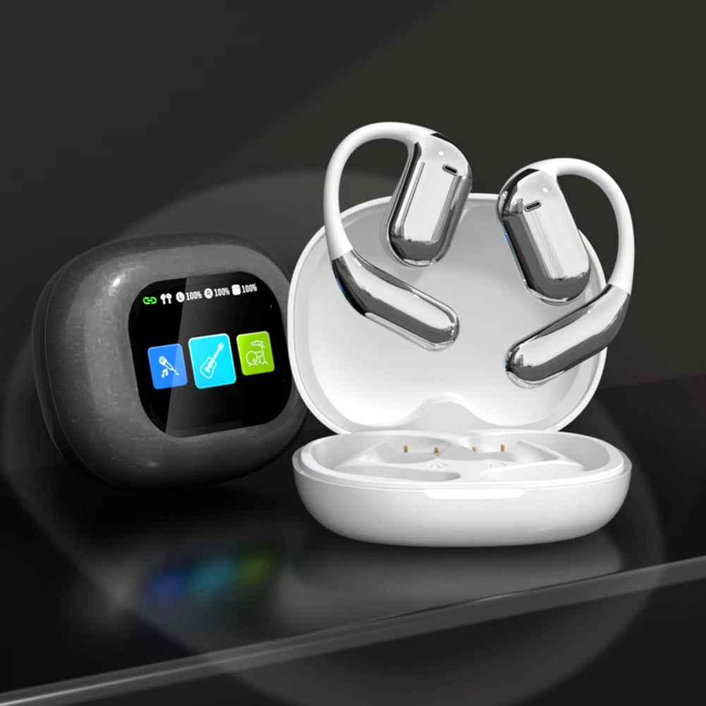 AI Translation Earphones Bluetooth-Compatible 5.4 Real Time Translator Earbuds Waterproof Touch Screen Open Ear Headphones