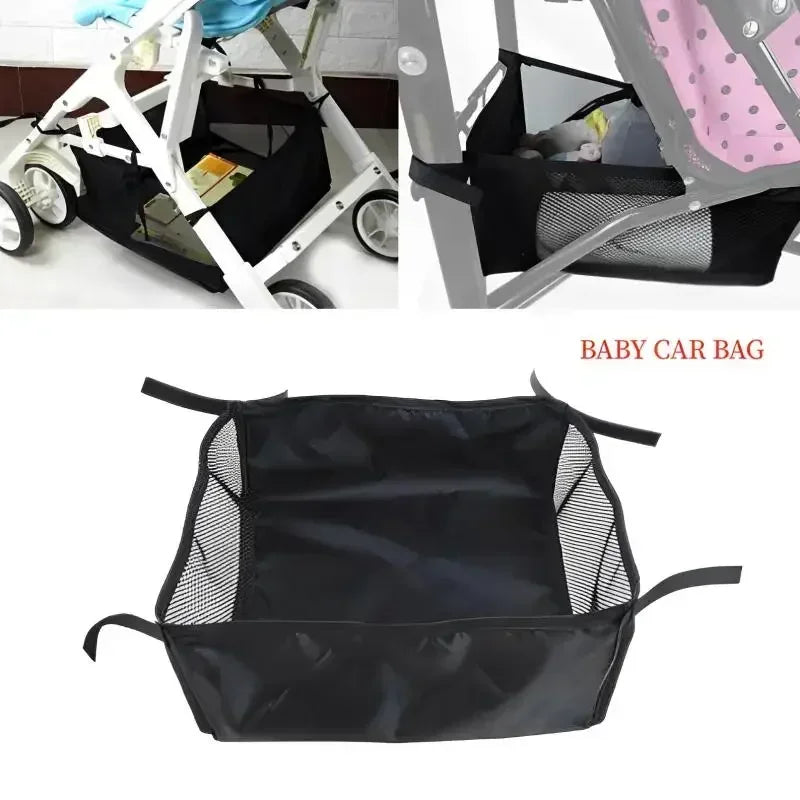 Universal Stroller Bottom Storage Basket Bag – 35x38cm Portable Baby Organizer