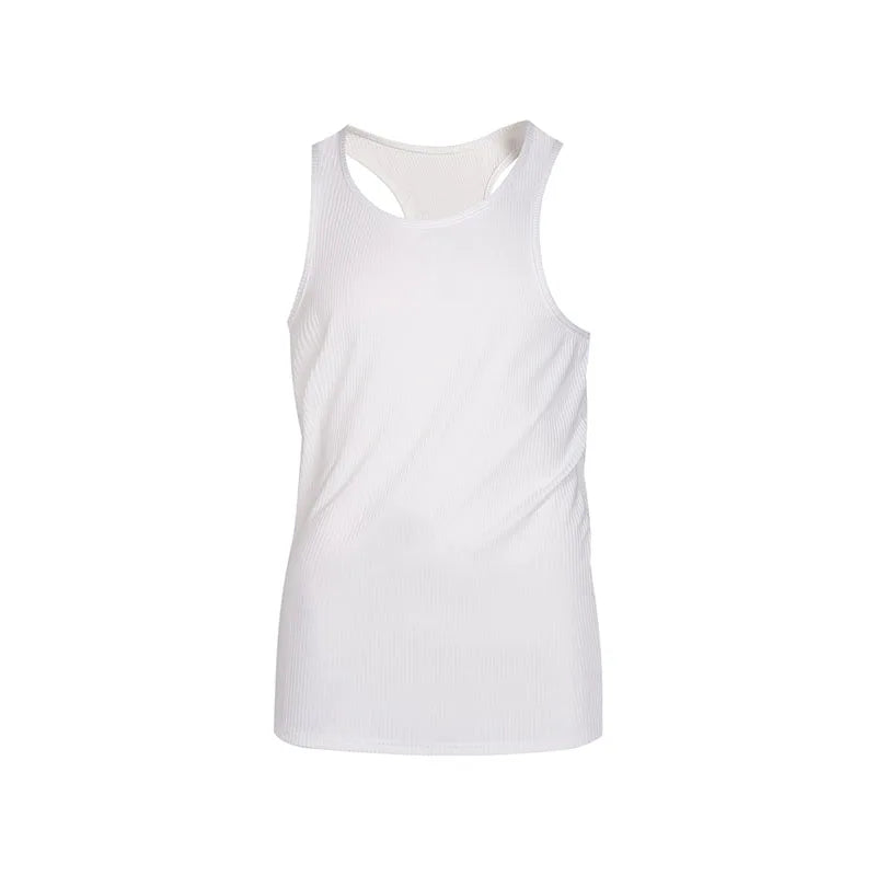 Men's Summer O-neck loose stripe gym Tank top Men Fitness sleeveless pullover Sports Undershirt Elasticity casual vest men tops