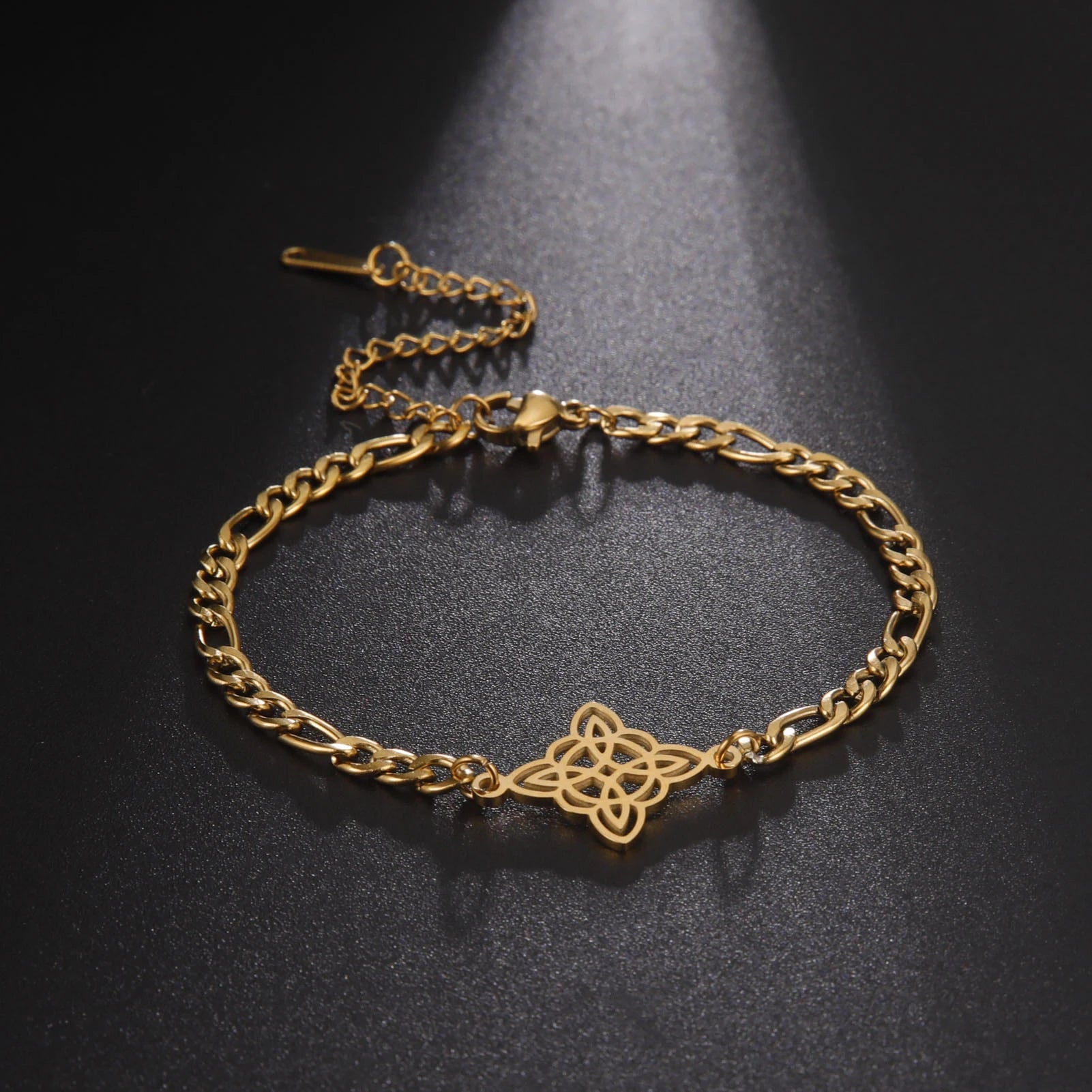 Witchcraft Irish Celtic Knot Charms Bracelets Stainless Steel Witch Knot Chain Bracelet Women Men Vintage Love Jewelry Gifts