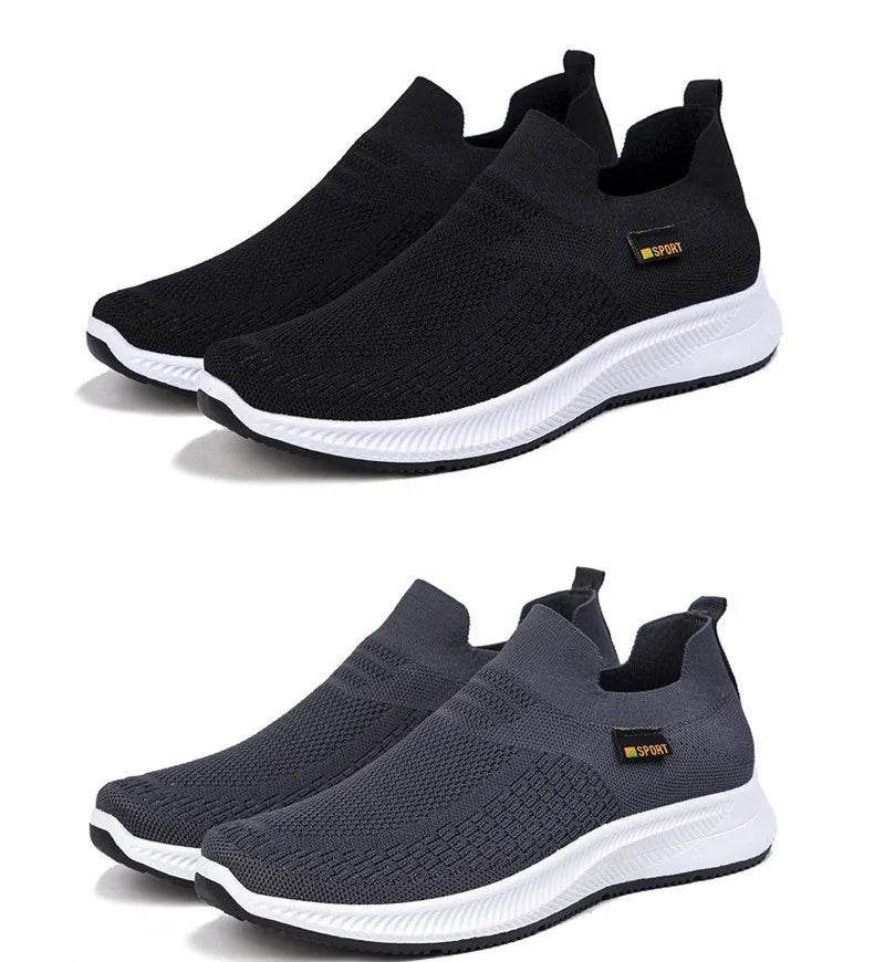 Men Walking Shoes Knit Mesh Breathable Sneakers Lightweight Sneakers Slip-on Mens Casual Shoes Fashion Comfort