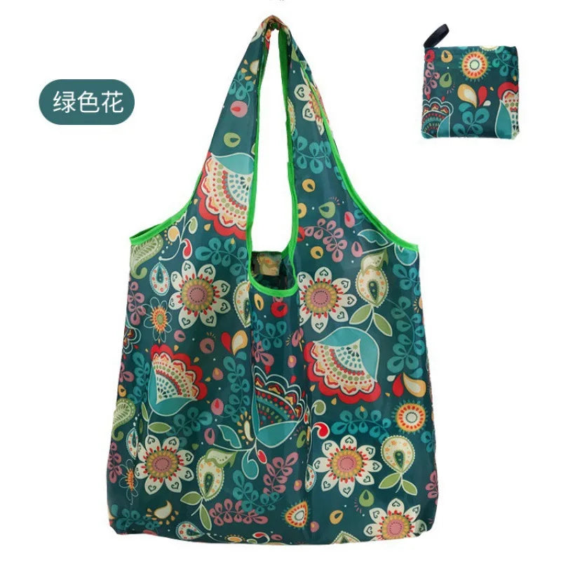 Large Reusable Shopping Bag for Women Shopper Tote Folding Bag Eco-Friendly Reusable Foldable Grocery Case Handbags Storage Bags