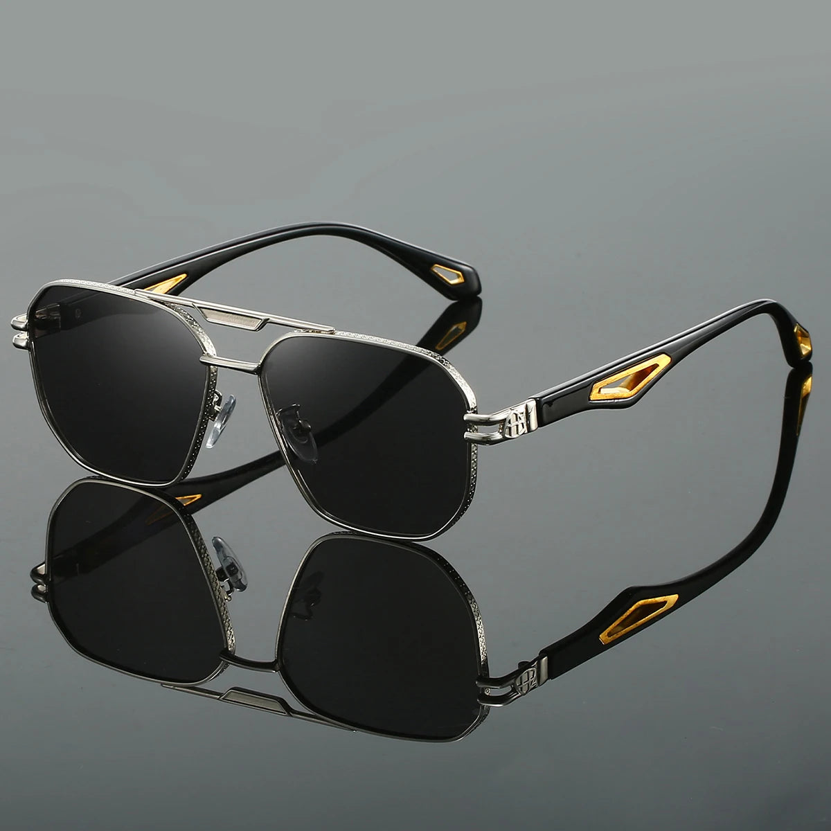 KAMMPT Vintage Square Sunglasses Men New Classic Double Bridge Gradient Shades Trendy Retro Brand Designer Outdoor Sun Glasses