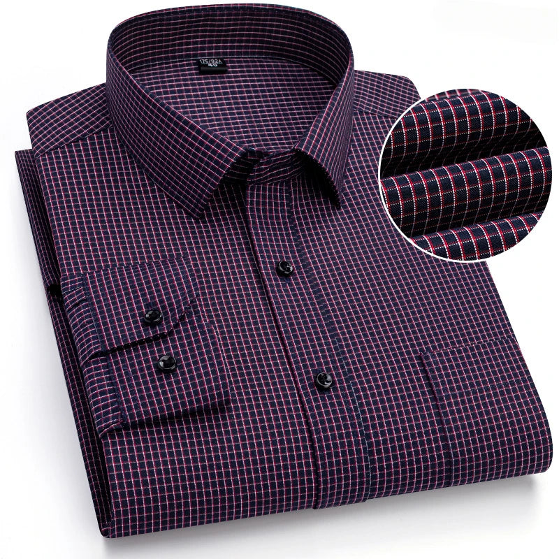 New in shirt elegant 40%cotton long-sleeve shirts for men slim fit Casual plain shirt plaid designer tops houndstooth clothes